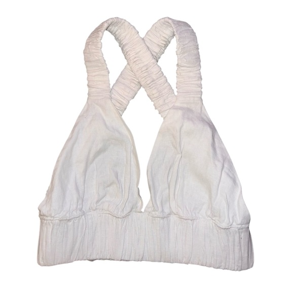 NWT Abercrombie & Fitch White Linen Viscose Cropped Top Medium - Picture 4 of 10